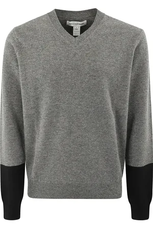 Comme des Garçons Strik, Herre, Grå, S, Uld, V-hals sweater med farvedetalje