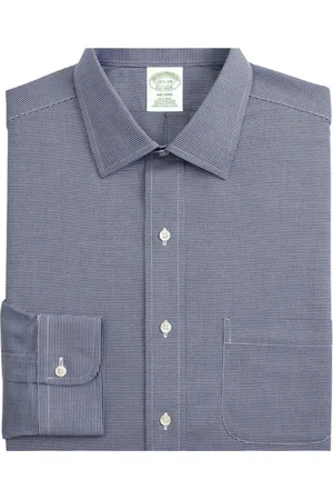 Brooks Brothers Skjorte, Herre, Blå, M, Bomuld, Milano Slim-fit Non-iron Skjorte