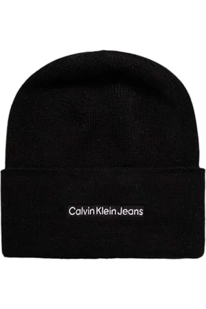 Calvin Klein Tilbehør, Herre, Sort, ONE SIZE, Bomuld, Modern Print Beanie Hue