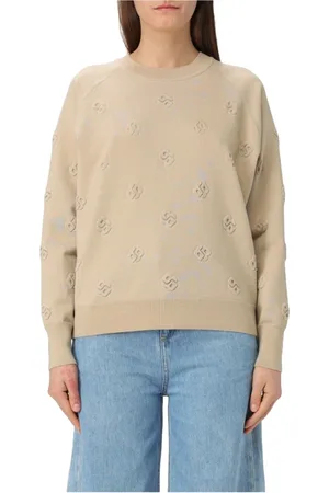 HUGO BOSS Strik, Dame, , L, Uld, Præget Double B Monogram Uldbluse