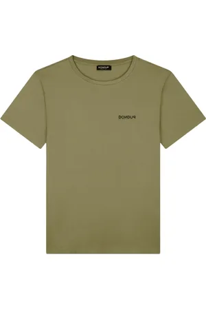Dondup Top, Herre, Grøn, M, Bomuld, Militærstil Bomuld T-shirt med Trykt Logo