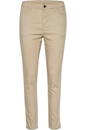 Kaffe Bukser, Dame, Brun, XS, Fjergrå Jeans 7/8 Bukser