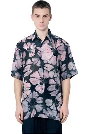 DRIES VAN NOTEN Skjorte, Herre, Flerfarvet, M, Floral Silk Camp Collar Shirt