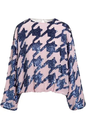 DRIES VAN NOTEN Bluser & Skjorter, Dame, Lyserød, S, pailletbesat silkebluse