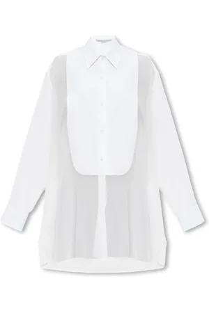 Stella McCartney Bluser & Skjorter, Dame, Hvid, 2XS, Chiffon, S-Wave Silk Chiffon Tuxedo Skjorte