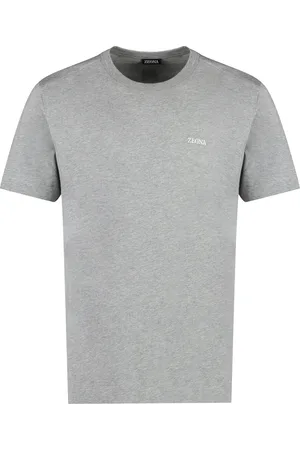 Ermenegildo Zegna Top, Herre, Grå, XL, Bomuld, Bomulds T-shirt med Logo