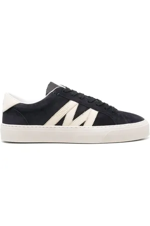 Moncler Sko, Herre, Blå, 44 EU, Uld, Monaco 2 Leather Low-Top Sneakers