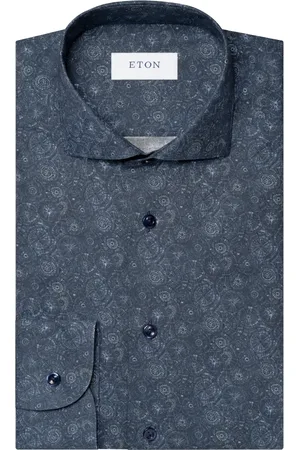 Eton Skjorte, Herre, Blå, L, Bomuld, Navy Slim Fit Twill Skjorte