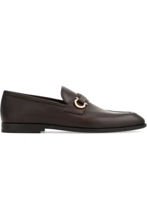 Salvatore Ferragamo Sko, Herre, Brun, 42 1/2 EU, Læder, Kalvelæder Loafers med Metalbåndssål