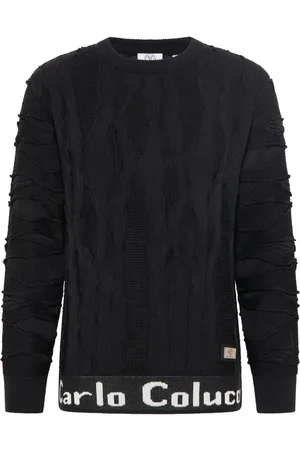 Carlo Colucci Strik, Herre, Sort, M, Jacquard Pullover Sweater