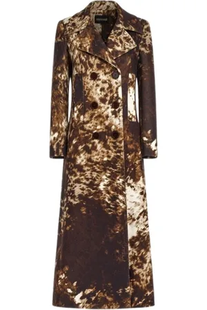 Roberto Cavalli Frakke, Dame, Brun, XS, Appaloosa Print Trench Coat Brun