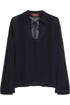 Max Mara Bluser & Skjorter, Dame, Blå, 2XS, Uld, Silkebluse