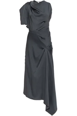 Victoria Beckham Kjole, Dame, Grå, 2XS, Asymmetrisk kjole med drapering