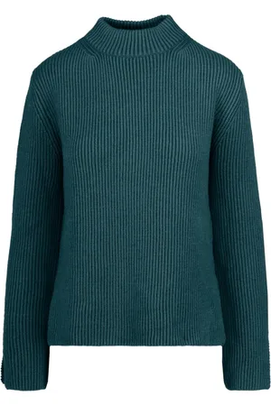 Bomboogie Strik, Dame, Grøn, L, Uld, Ribbet uldblandet crewneck sweater