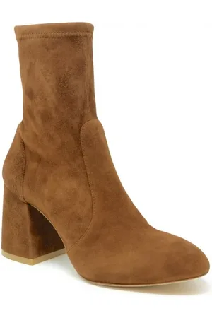 Stuart Weitzman Sko, Dame, Brun, 35 1/2 EU, Flareblock 85 Stretch Bootie