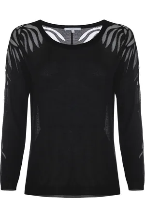 Kocca Strik, Dame, Sort, S, Uld, Gennemsigtig Bluse med Lange Ærmer