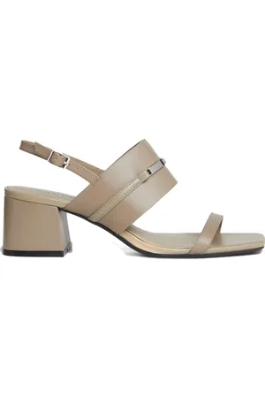 Calvin Klein Sko, Dame, Grå, 38 EU, Læder, Flad sandal