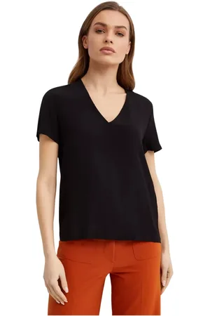 FAY Top, Dame, Sort, M, V-hals T-shirt