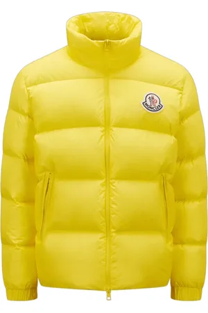 Moncler Jakke, Herre, Gul, XL, Nylon, Kort Pufferjakke