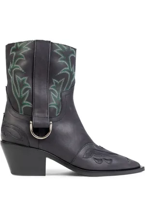 ENFANTS RICHES DEPRIMES Sko, Herre, Sort, 40 EU, Sort/Grøn Cowboy Boot Cut Off