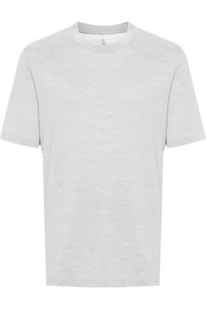 Brunello Cucinelli Top, Herre, Grå, 2XL, Bomuld, Mélange-effekt T-shirt med rund hals