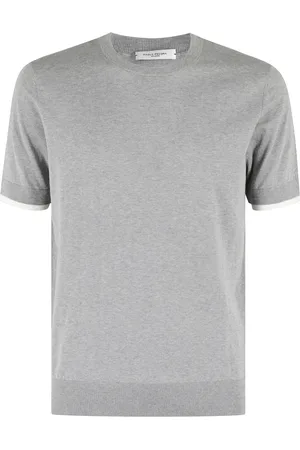 Paolo Pecora Strik, Herre, Grå, S, Bomuld, Lys Grå Melange T-shirt med Korte Ærmer