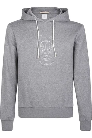 ELEVENTY Sweathshirts & Hoodies, Herre, Grå, S, Bomuld, Hoodie Giza Bomulds Print Model