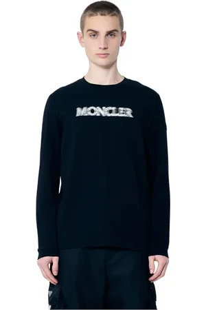 Moncler Top, Herre, Sort, XL, Bomuld, Cotton Jersey Logo Print Langærmet T-shirt