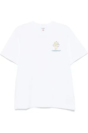 Casablanca Top, Herre, Hvid, L, Bomuld, Logo Print Crew Neck T-shirt