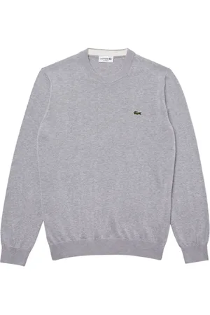 Lacoste Strik, Herre, Grå, 2XL, Bomuld, Crew Neck Bomuldssweater