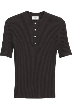 Filippa K Strik, Dame, Brun, XL, Uld, Strikket Top med Knapper