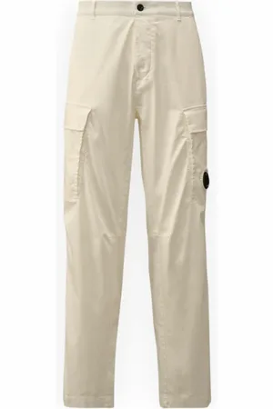 C.P. Company Bukser, Herre, Hvid, XS, Satin, Løse Cargo Bukser i Stræk Satin