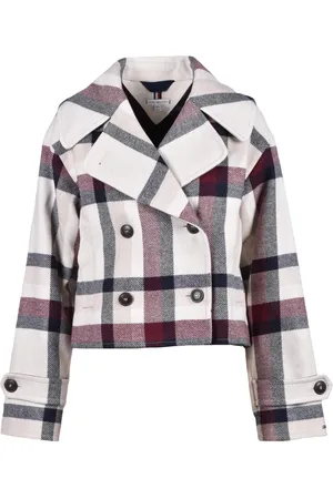 Tommy Hilfiger Jakke, Dame, Flerfarvet, 3XL, Uld, Uldblanding Knappejakke