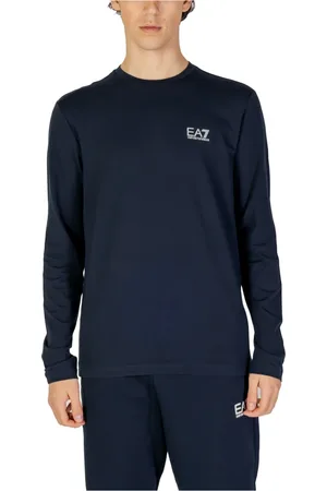 EA7 Top, Herre, Blå, S, Bomuld, Langærmet Cotton Core Identity T-shirt