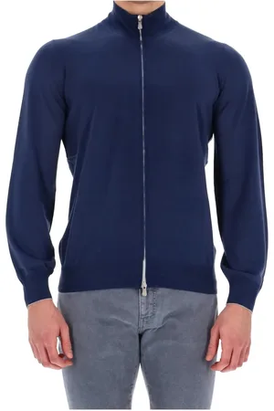 Brunello Cucinelli Sweathshirts & Hoodies, Herre, Blå, S, Cashmere, Luksuriøs Wool-Cashmere Full Zip Sweater