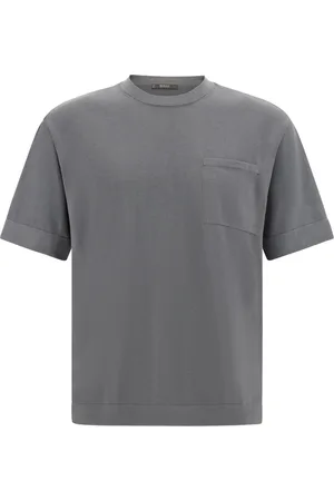 Boggi Milano Top, Herre, Grå, M, Bomuld, Pima Bomuldsstrik T-shirt