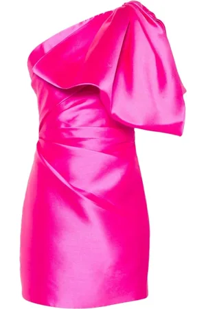 Solace Kjole, Dame, Lyserød, XS, Uld, Fuchsia Asymmetrisk Kjole med Sløjfe