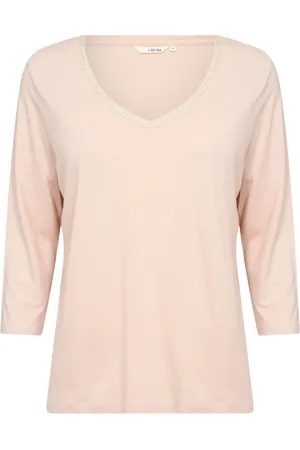Cream Top, Dame, Lyserød, XL, Uld, Glitter V-Neck T-Shirt Sepia Rose