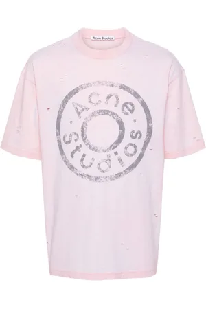 Acne Studios Top, Dame, Lyserød, M, Bomuld, Button Logo Tee