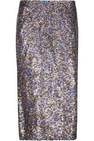 DRIES VAN NOTEN Nederdel, Dame, Flerfarvet, L, Flared Sequin Lang Nederdel