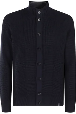 FAY Strik, Herre, Blå, XL, Uld, Stilfuld Strikket Cardigan