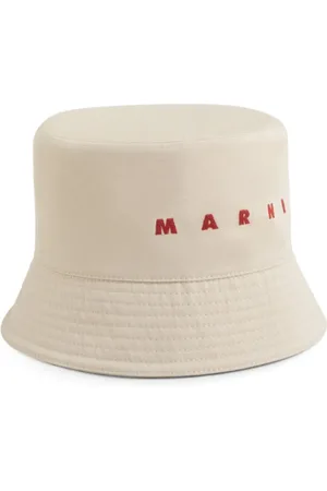 Marni Tilbehør, Herre, Hvid, M, Bomuld, Broderet Bucket Hat