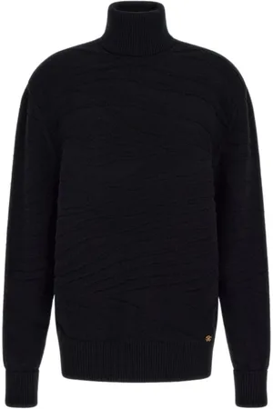 Roberto Cavalli Strik, Dame, Sort, L, Uld, Sort Turtleneck Sweater Lavet i Italien