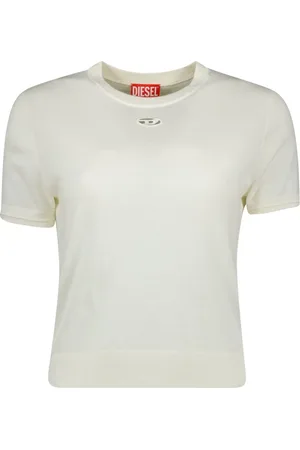 Diesel Top, Dame, Hvid, S, Uld, Kortærmet A-Line Strikket Top