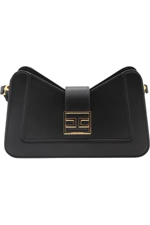 Elisabetta Franchi Taske, Dame, Sort, ONE SIZE, Uld, Logo Skuldertaske
