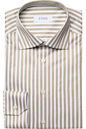 Eton Skjorte, Herre, Grøn, 4XL, Bomuld, Langærmet formel skjorte