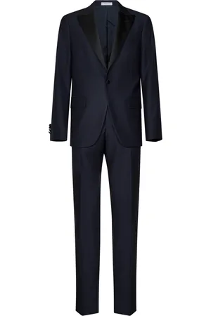 Boglioli Jakkesæt, Herre, Blå, S, Satin, Mørkeblå Stretch Virgin Wool Tuxedo Suit