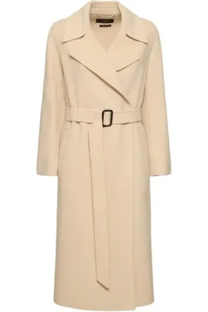 Max Mara Frakke, Dame, , 3XS, Uld, Cream Wool Wrap Coat