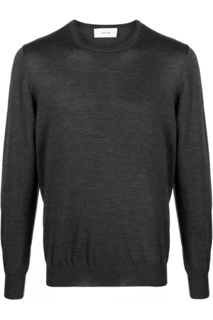 LARDINI Strik, Herre, Grå, L, Uld, Koksgrå Uld Jumper