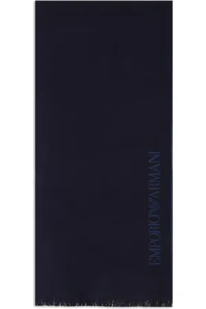 Emporio Armani Tilbehør, Herre, Blå, ONE SIZE, Uld, Uld Logo Halstørklæde
